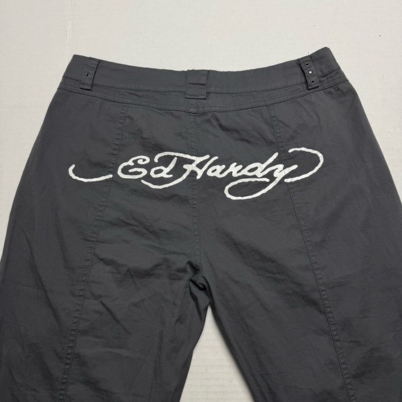 Ed Hardy x Urban Outfitters Cloud Fitted Cargo Wide Leg Trousers Grey Size: M - Picture 4 of 9